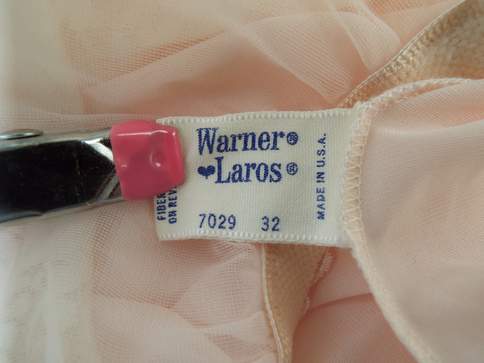 Vintage Warner Laros Nylon Double Layer Pink Sheer Night Gown 32 Bra Top Lace
