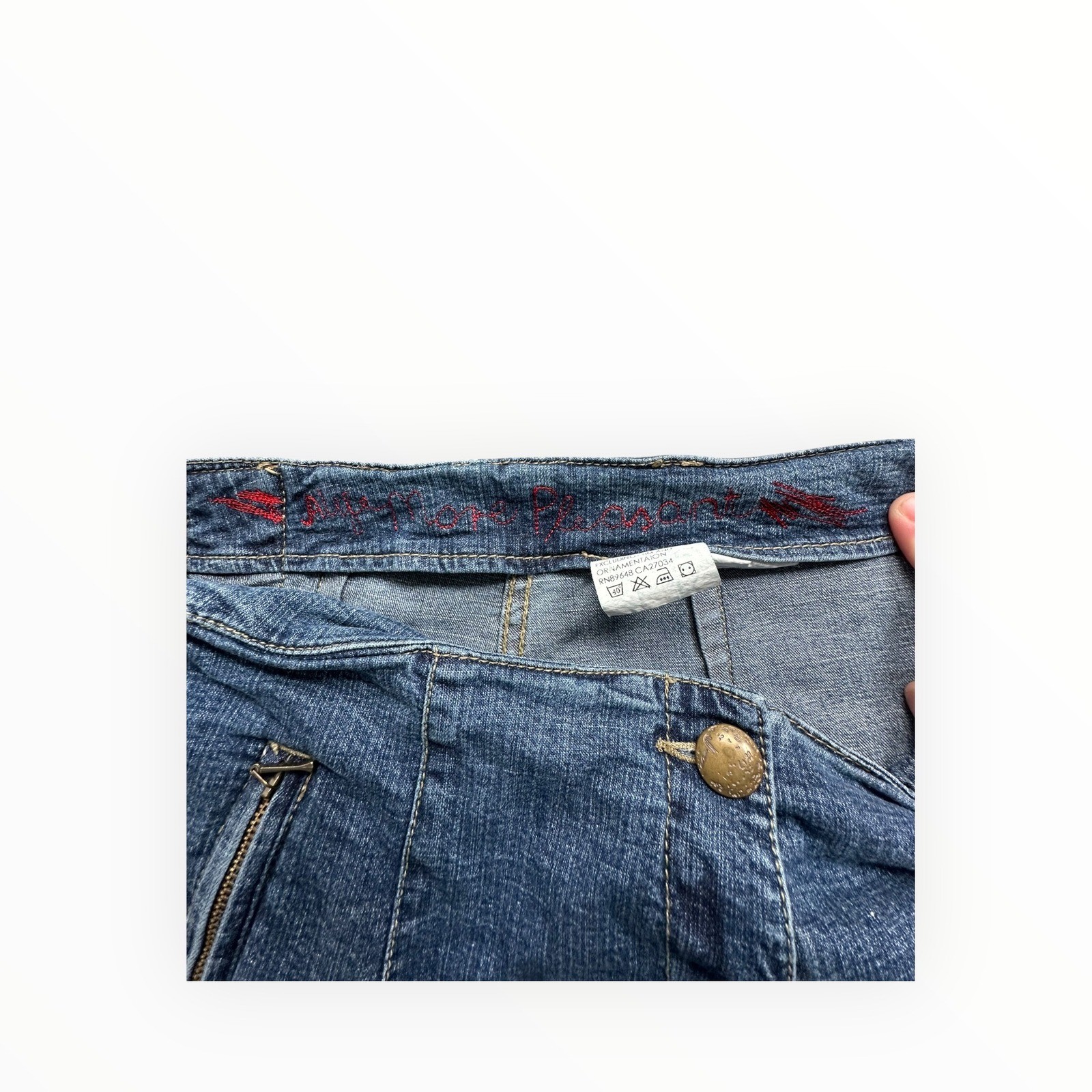 Blue Willis Jeans Women 42 Blue Wide Leg High Waist Vintage Cotton Spandex 31×29