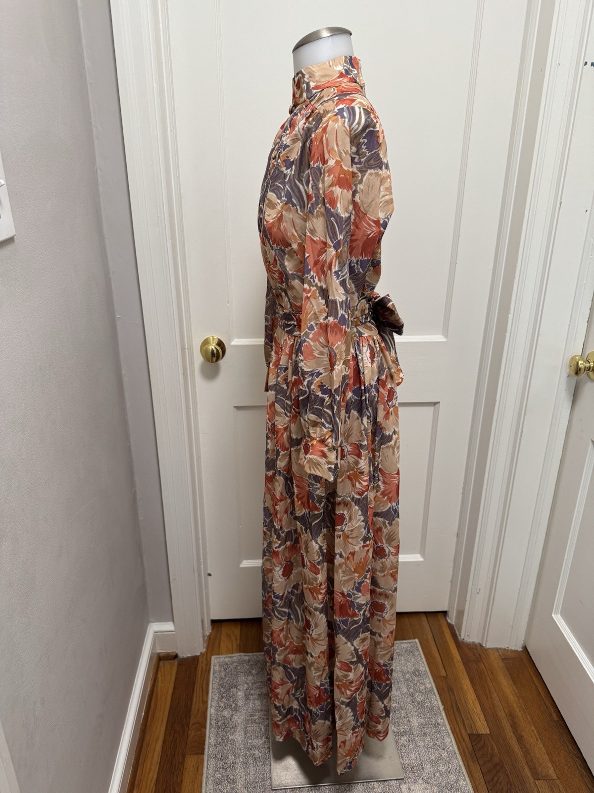 Vintage 70s Bleeker Street Jonathan Logan Floral Maxi Dress ILGWU Union Made 10