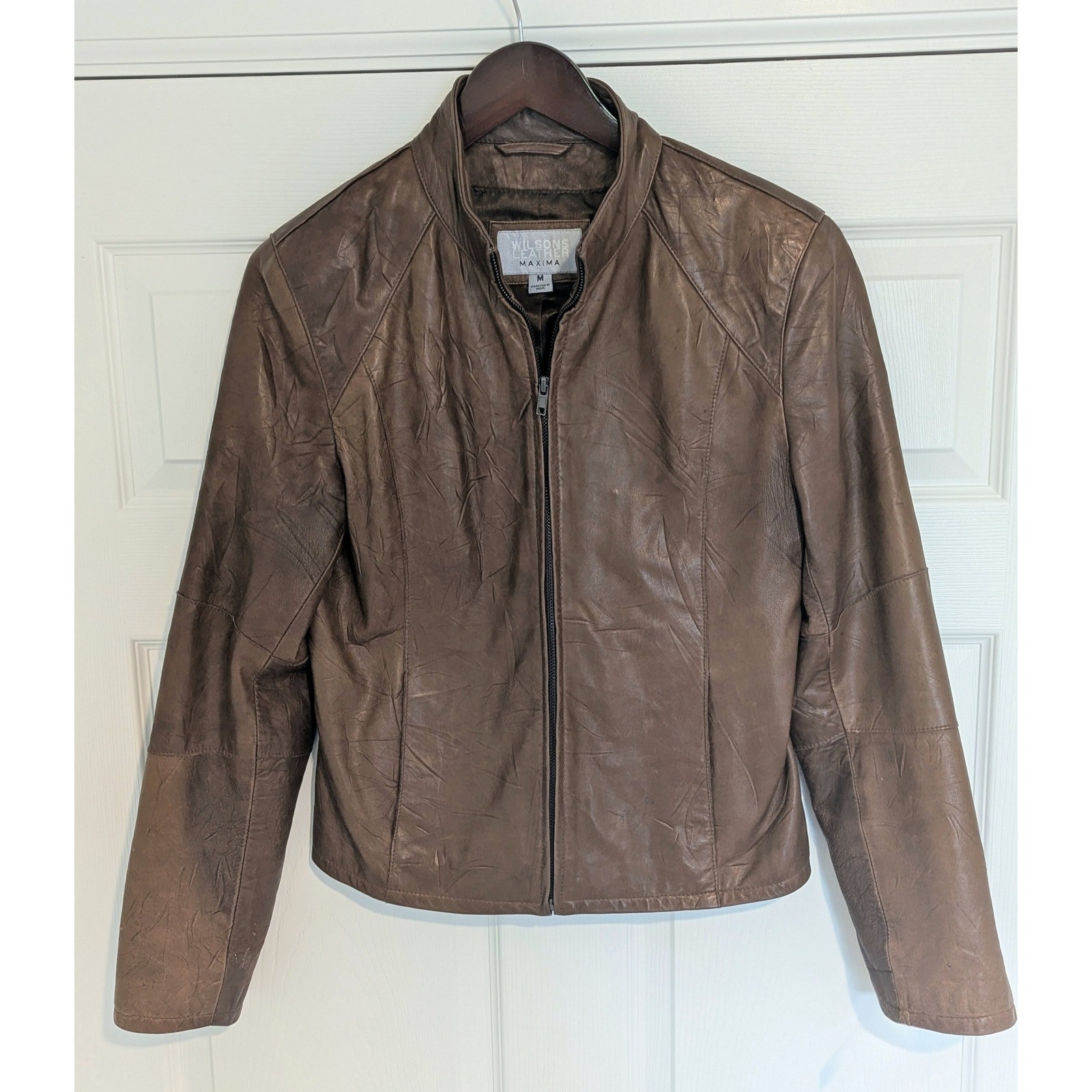 VTG Wilsons Leather Maxima Jacket Women’s Size Medium Brown Bomber Coat 90s GUC