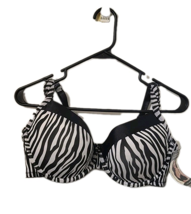 Bobbi Brooks Black White Tuexedo Zebra Stripe Bra NEW 42C FULL COVERAGE