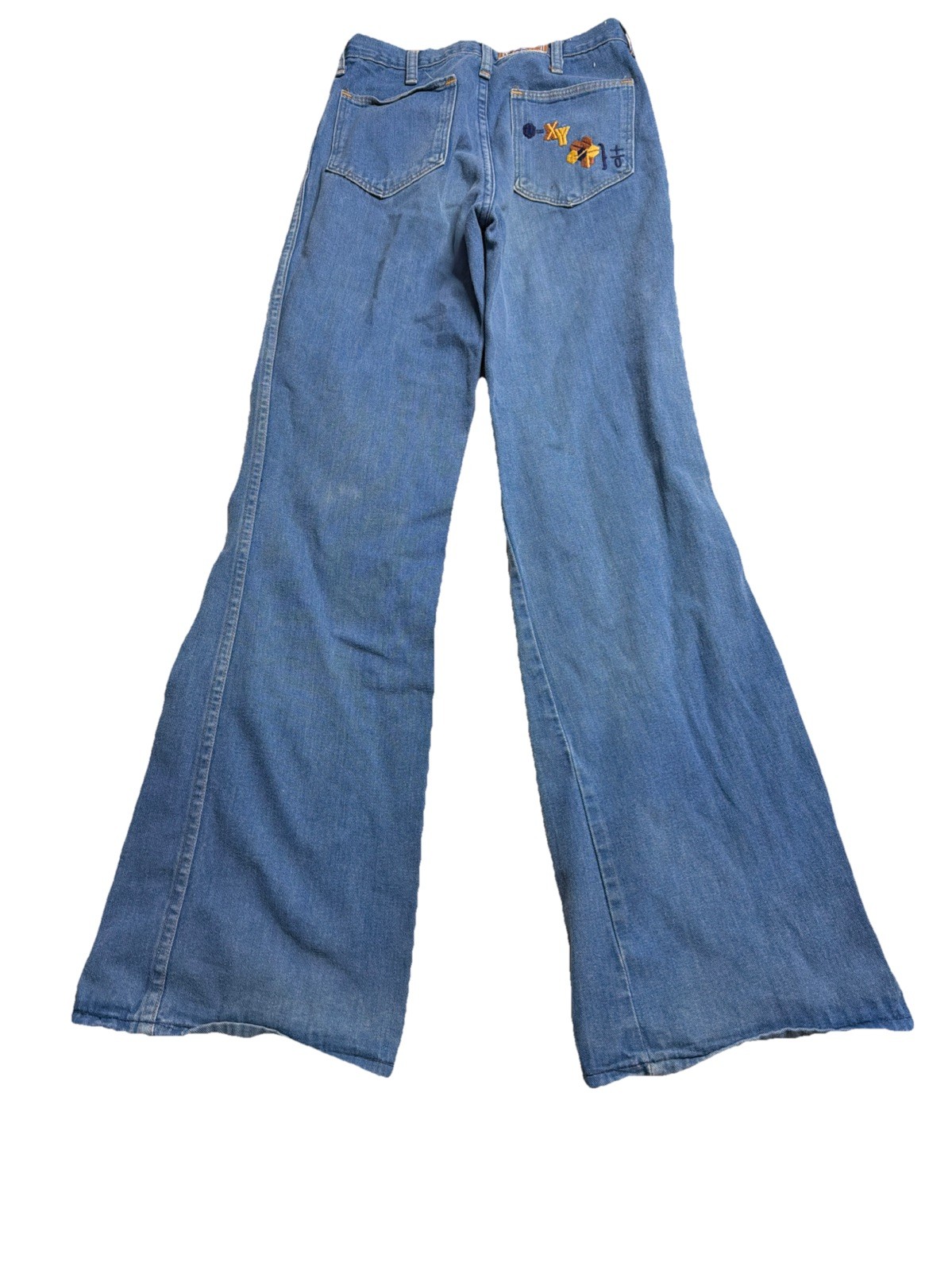 Vintage 70s Wranglers Wrapid Transit Flare Cowgirl Boho Denim Bell Bottoms 26X32