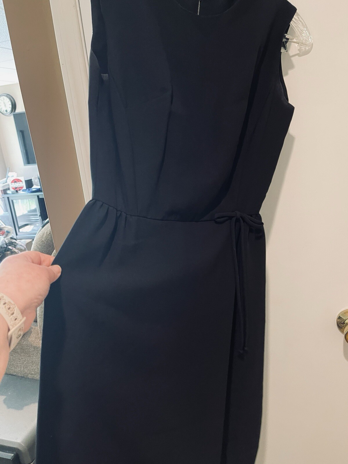 Vintage 50s Fitted Black Sheath Dress Union Tag Zip B33 W25 XS S Audrey Hepburn