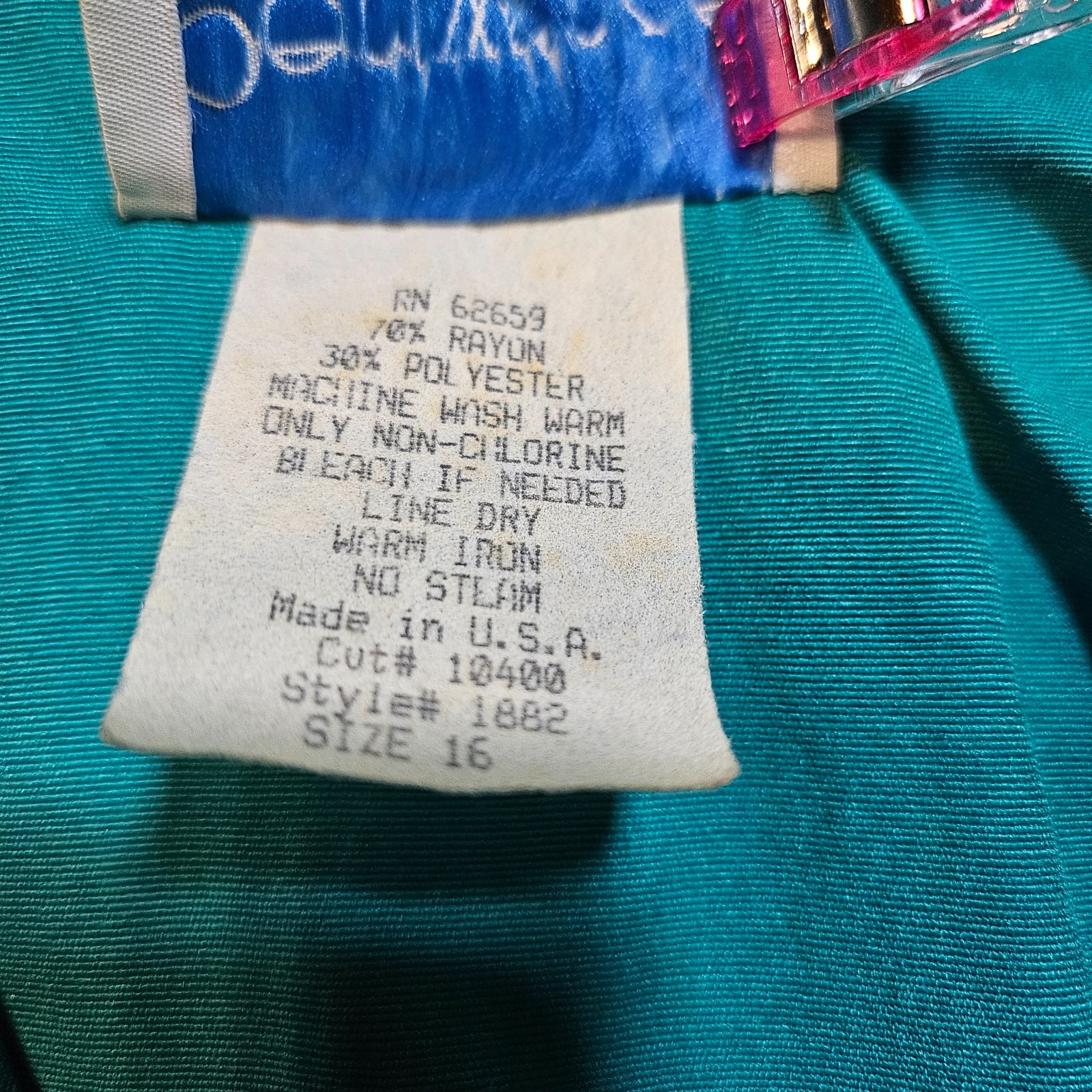 Vintage Periwinkle Dress Teal w/Lace Collar SZ 16 Cottagecore Retro 1970-1980’s