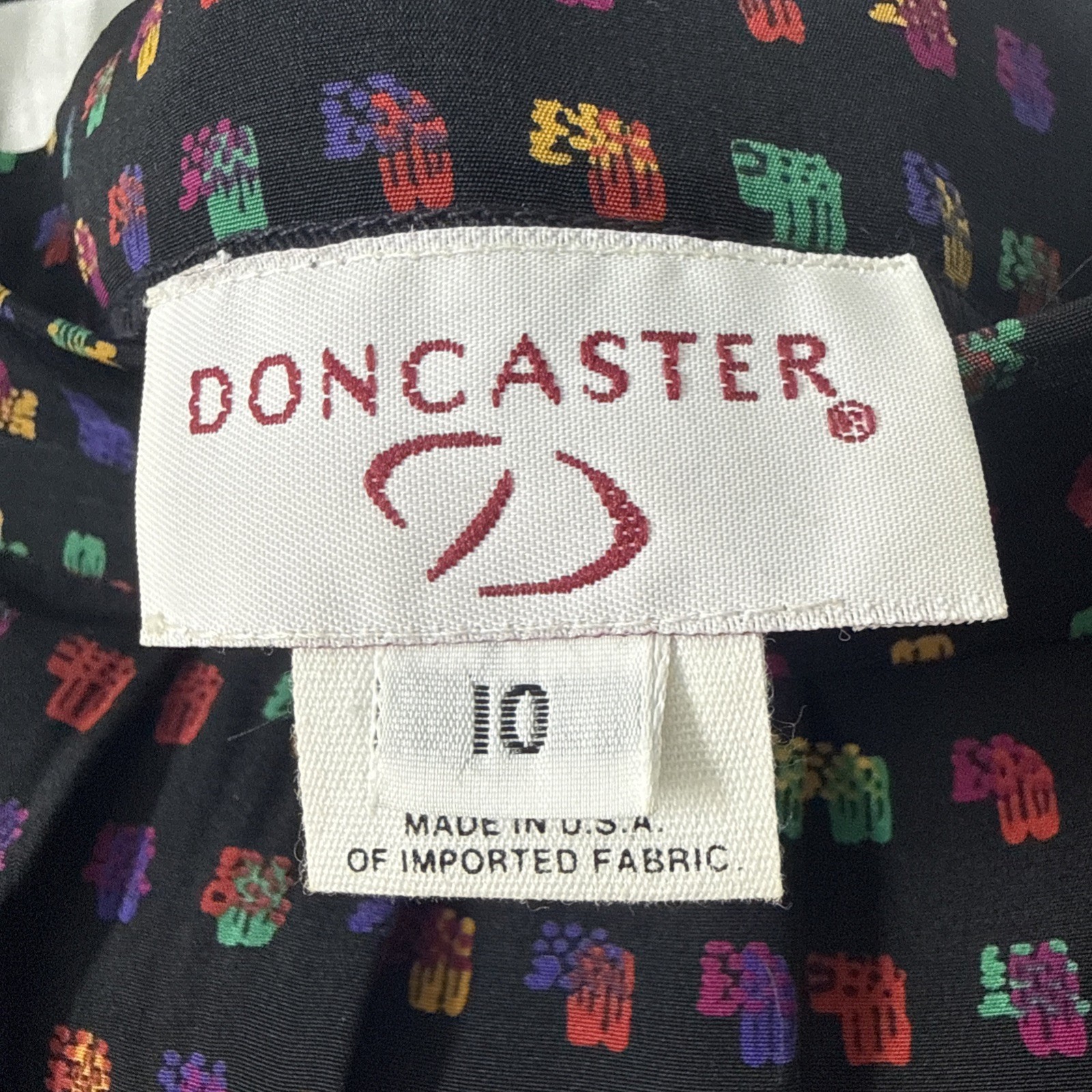Vintage 80s Silk Women’s Long Pleated Skirt Geometric Rainbow Size 10 Doncaster