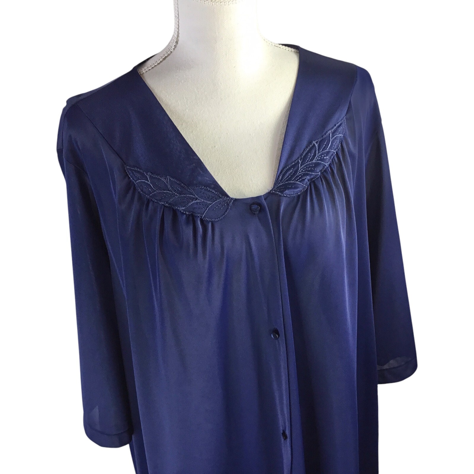 Vassarette Vintage Robe NWT Navy Blue Size XXXL 3XL Nylon USA Lightweight Gown