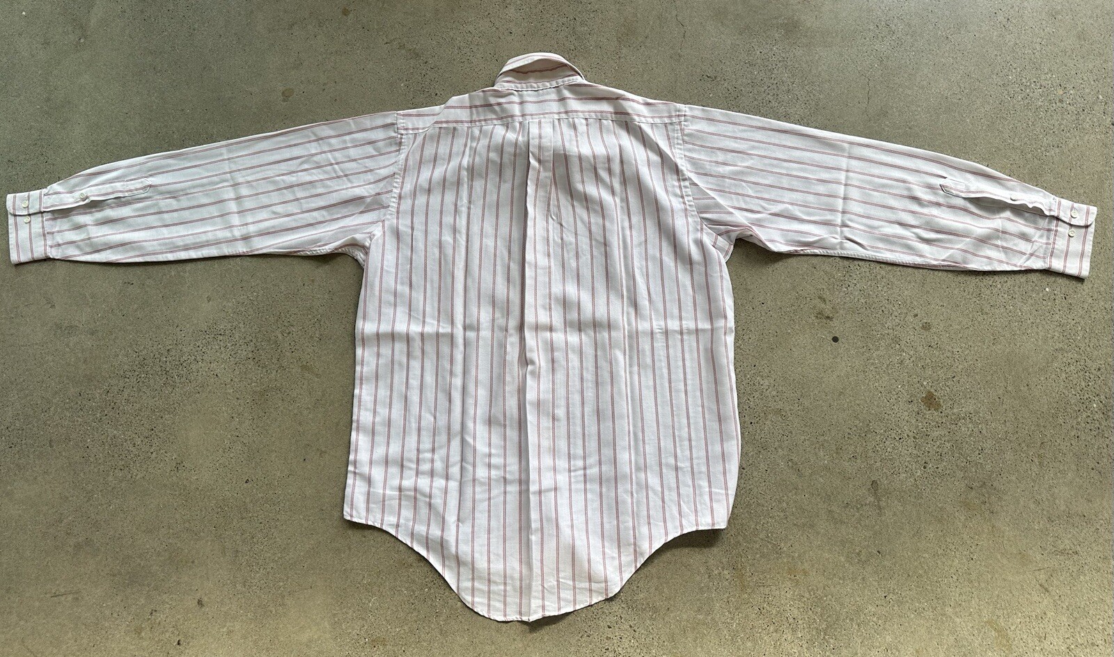 Vintage Arrow Dover Red & White Striped Button-Up Long-Sleeve Shirt Size 16 1/2