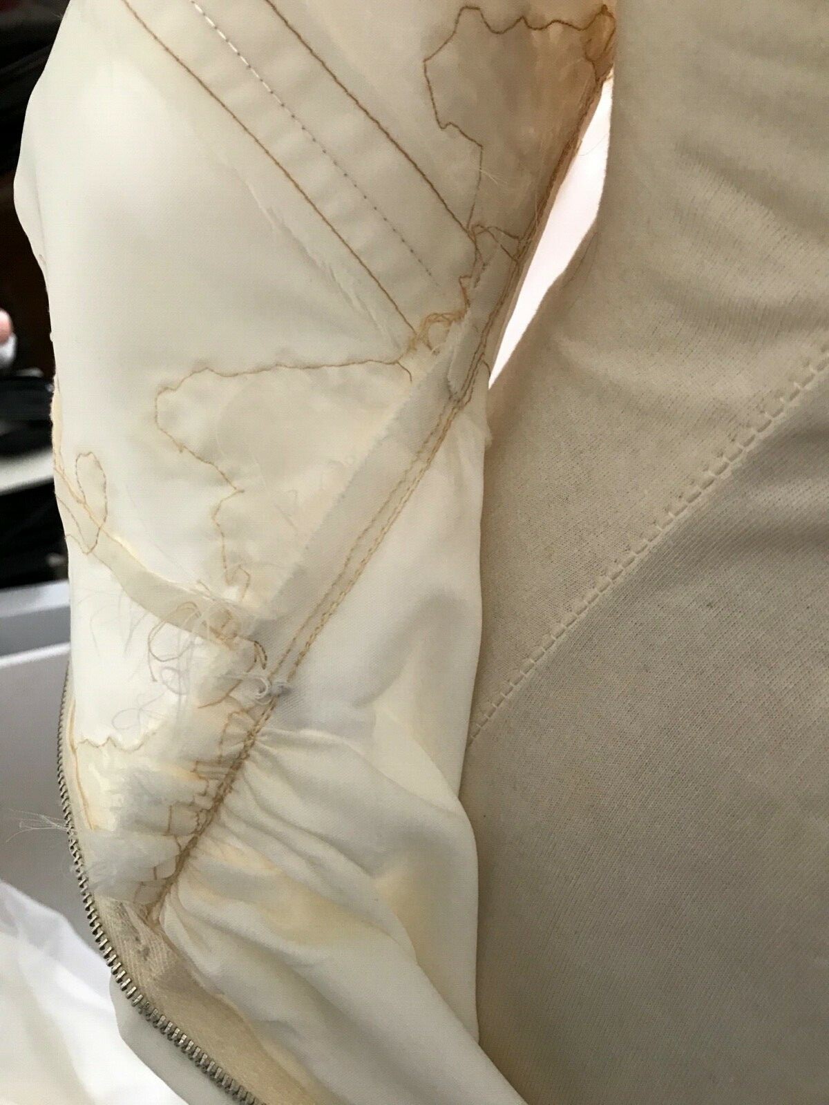 Vintage 50’s Wedding Gown off white Lace Applique Real Grey Pearls, Couture