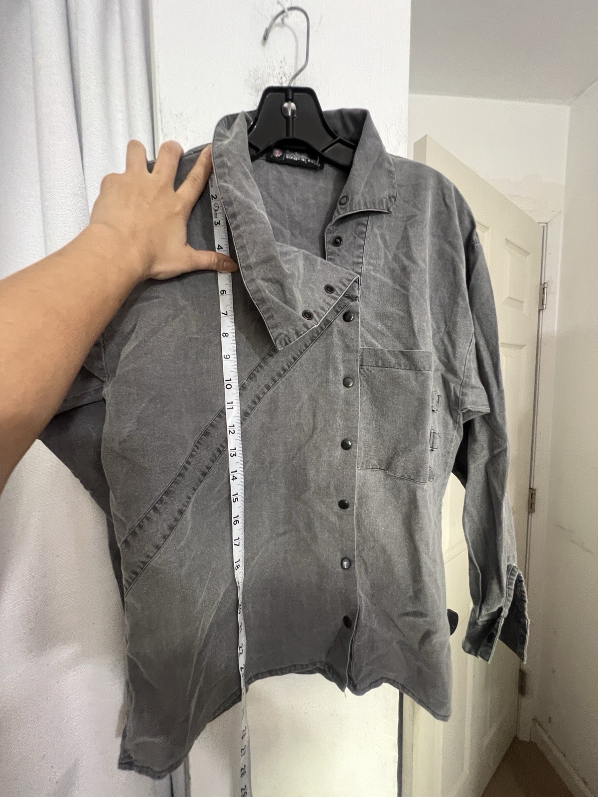 Vintage Organically Grown Button Front Shirt Gray Small 100% Cotton
