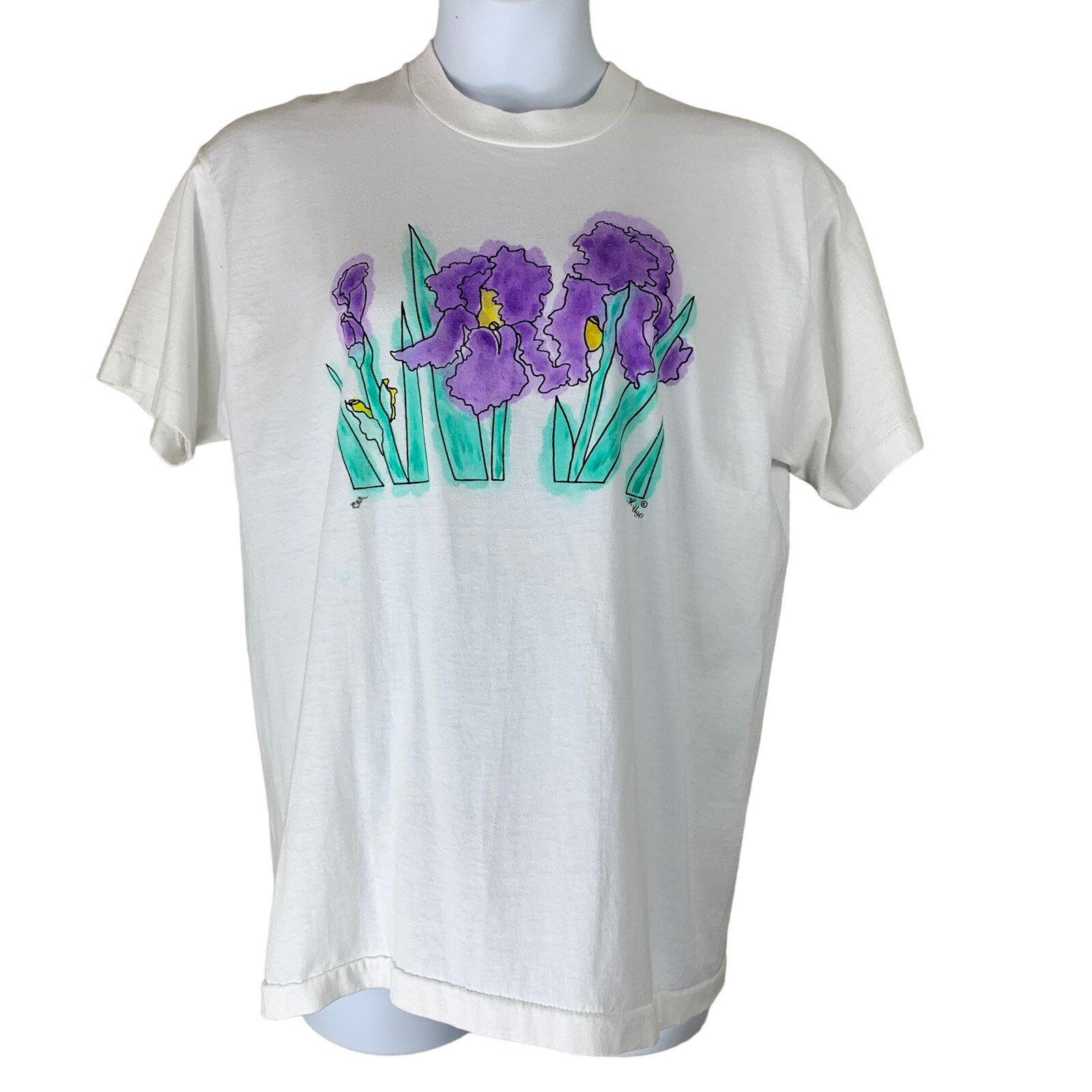 Vintage T Shirt Screen Stars Best Size XL Cotton Polyester Floral Graphic Tee