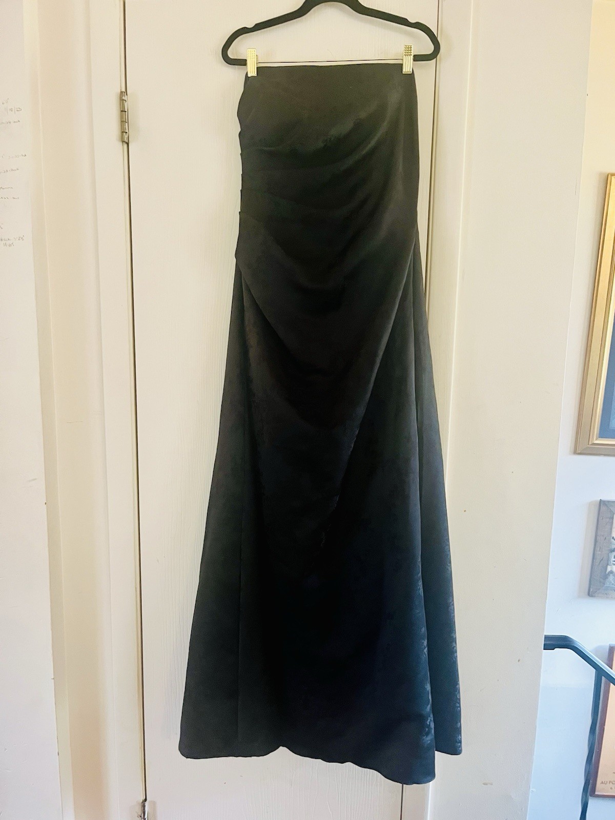 VTG Y2K Brocade Whimsygoth Strapless Black Gathered Bodice Gown M