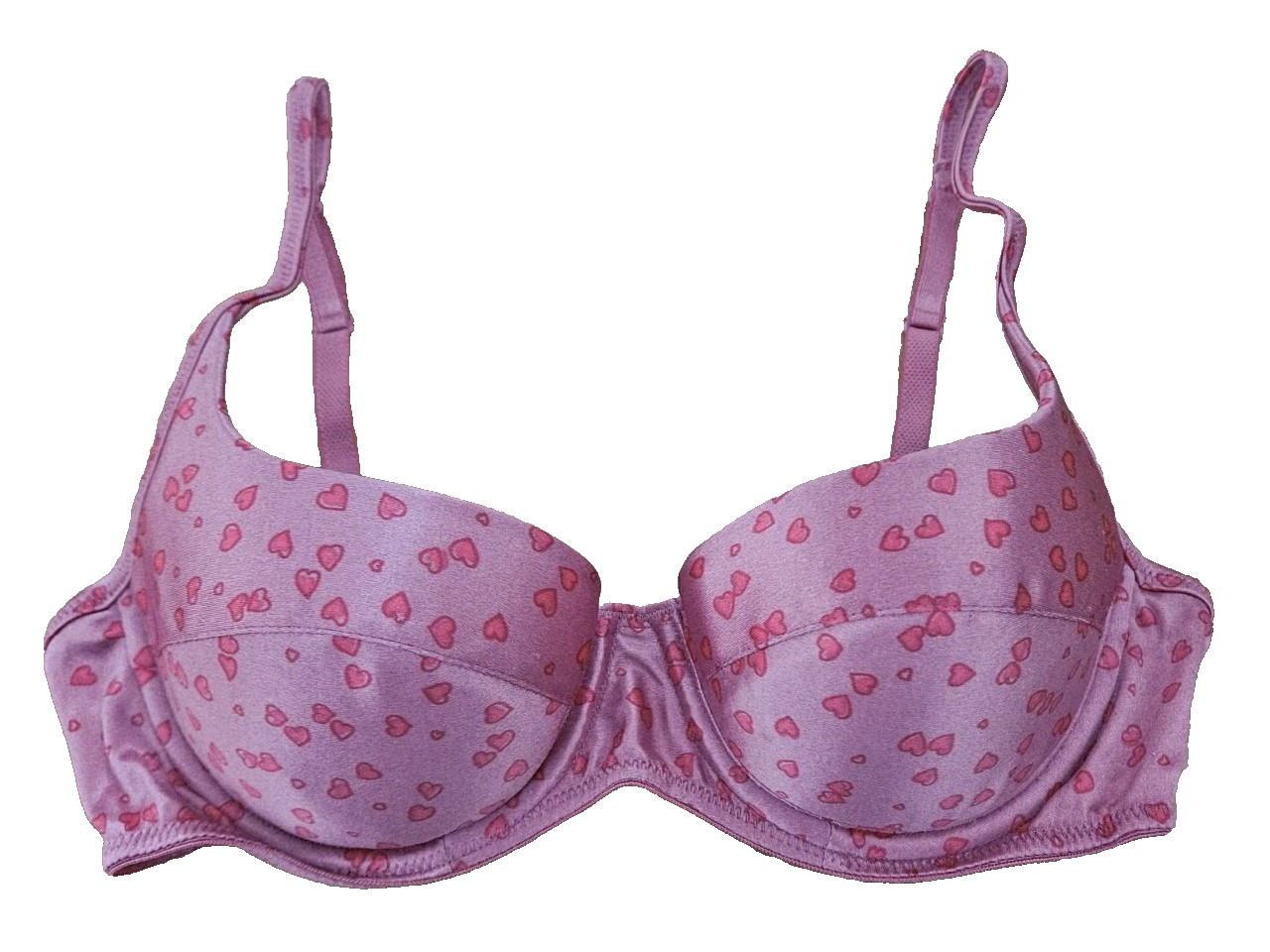 Vtg 90s Bra Victoria’s Secret Satin Padded Underwire Hearts 36A Second Skin 5515