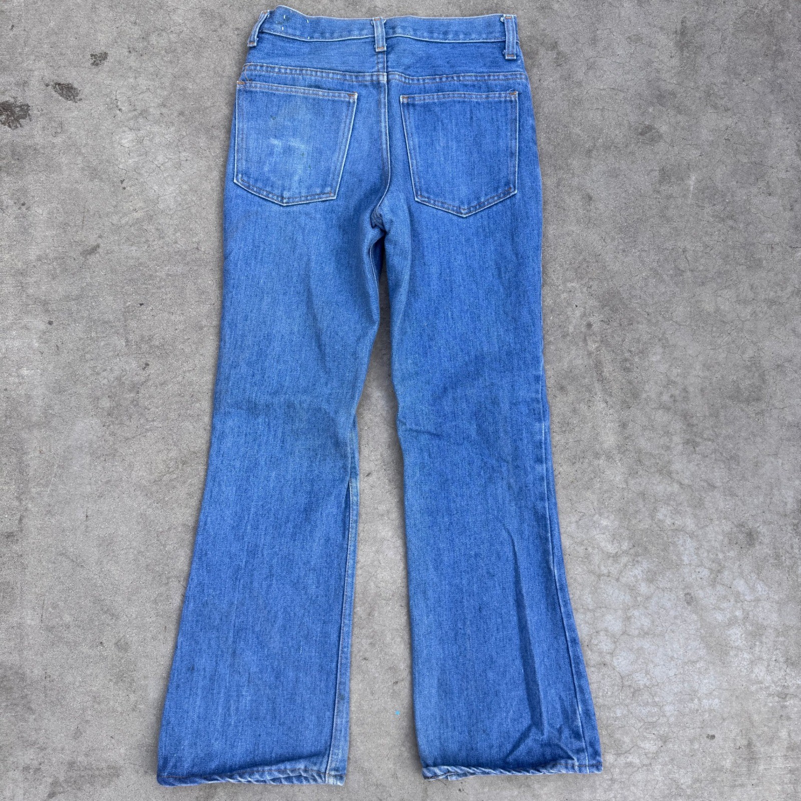 Vintage 70s Flared Jeans Jcpenny Plain Pocket Distressed Size 28×28 High waisted