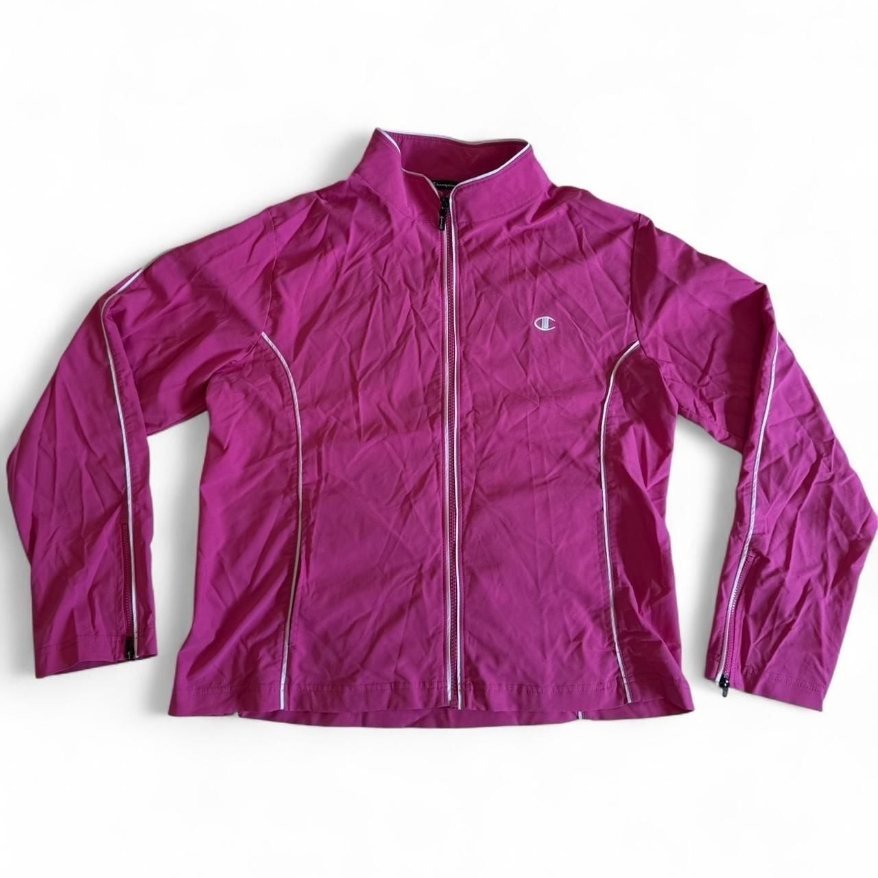 Vintage Champion Elite Pink Windbreaker Jacket — Y2K Style, Women’s Size L
