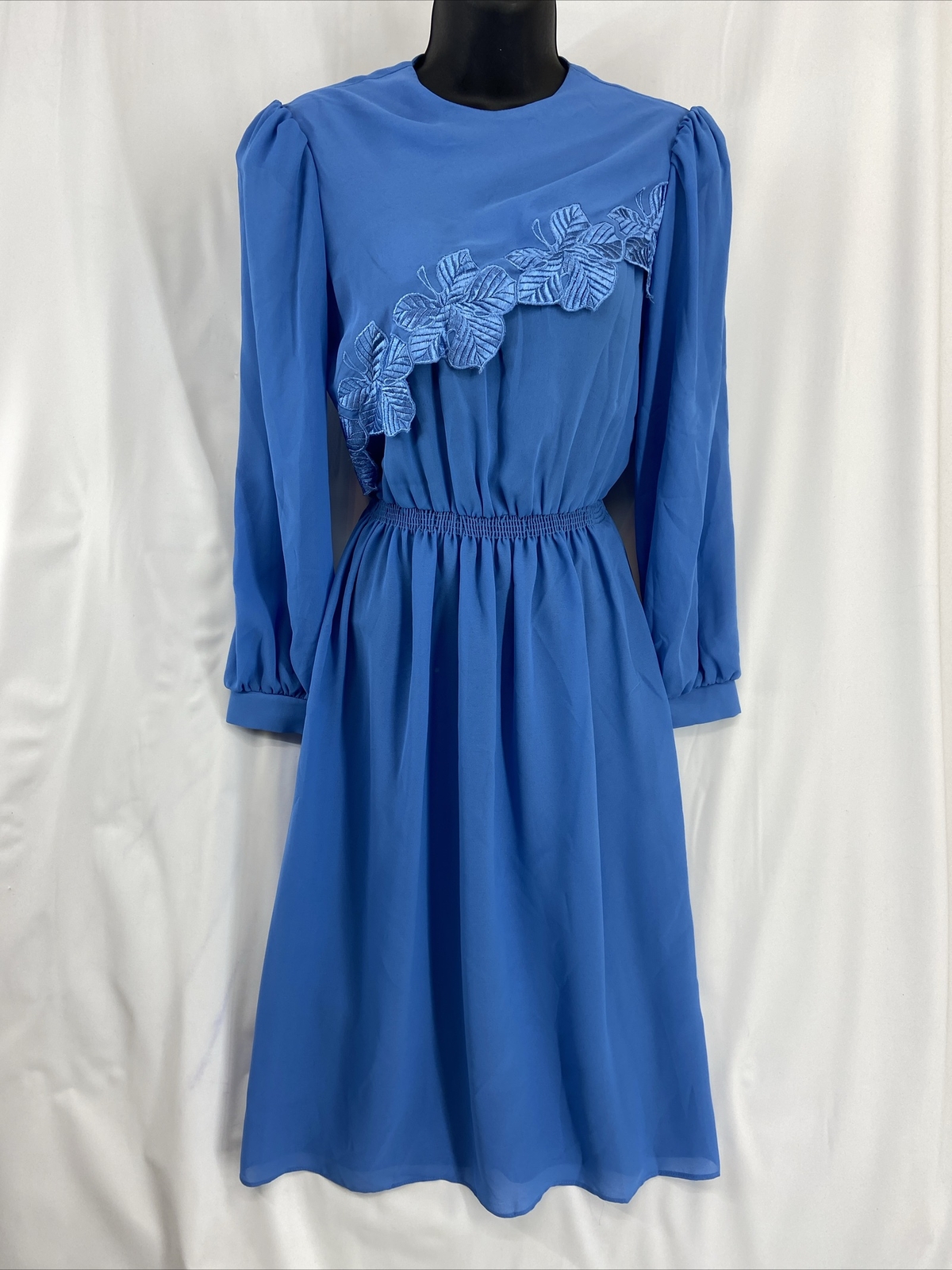 Vintage Melissa Petites Cape Blue Dress Sheer Women’s Size 4 Cocktail Embroider