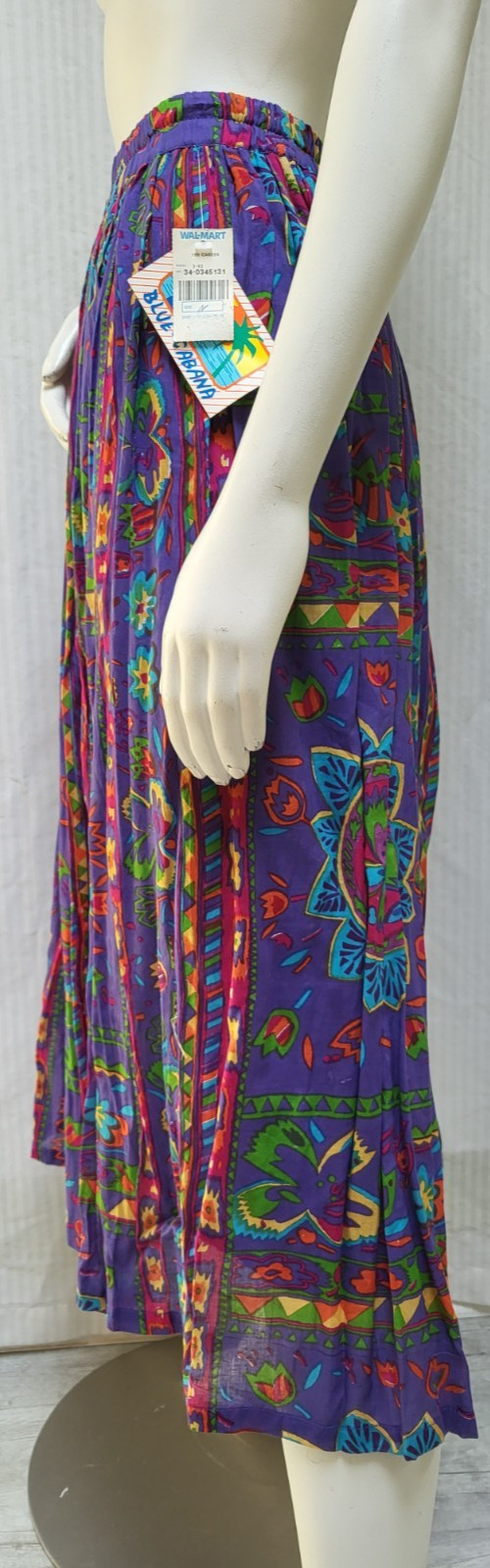 NWT Vintage BLUE CABANA Colorful Cotton Skirt Purple Blue Pink Floral – Size M/L