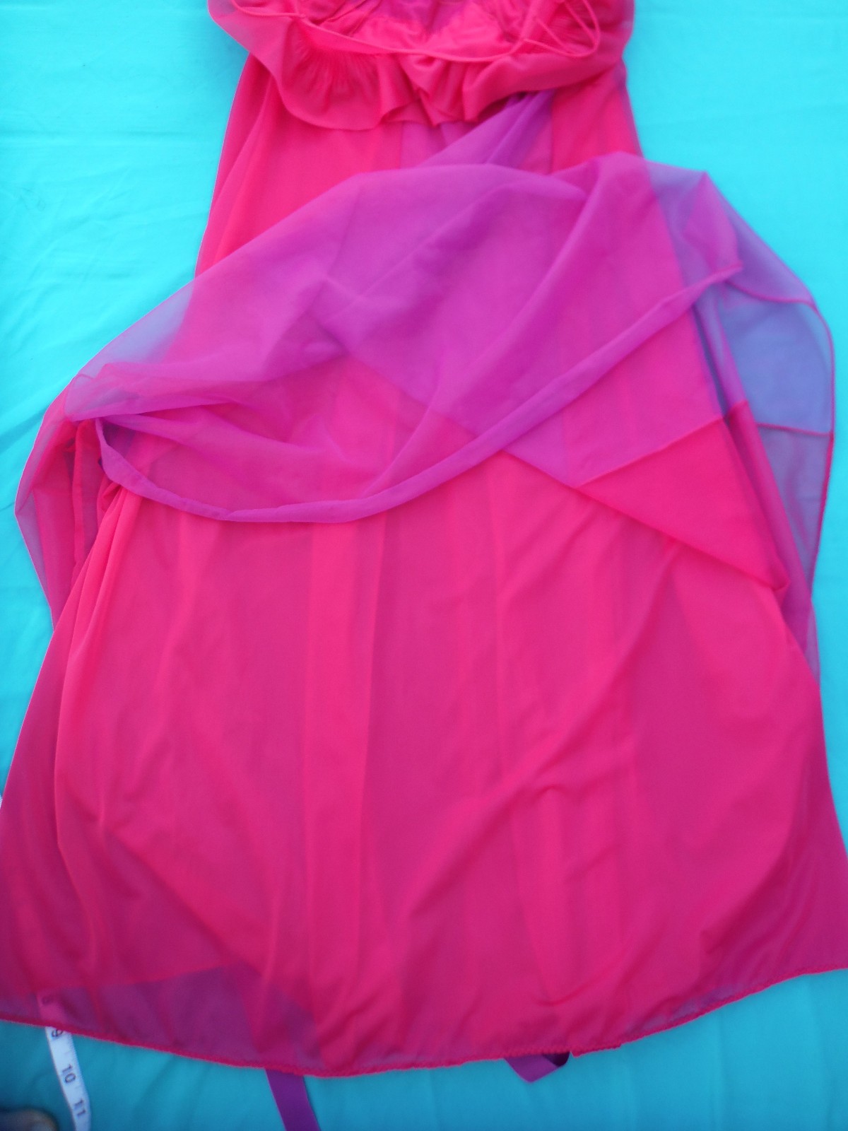 GORG! VTG Chiffon Purple & Magenta lined Maxi Gown Flowing Ruffles Amazing! Sm