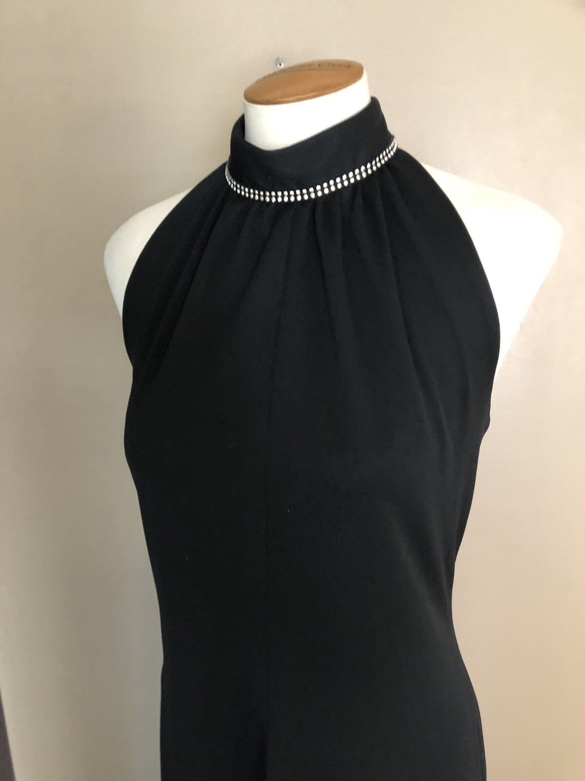 Vtg 70s Disco Queen Black High Neck Maxi Dress By Silla’s Italy to Miami XS/S