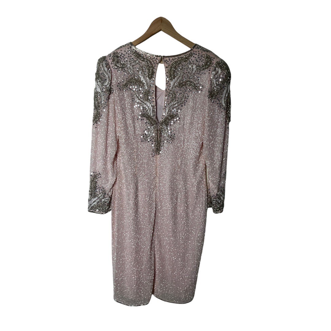 Vintage 80s 90s Pink Silver Trophy Mob Wife Dress 12
