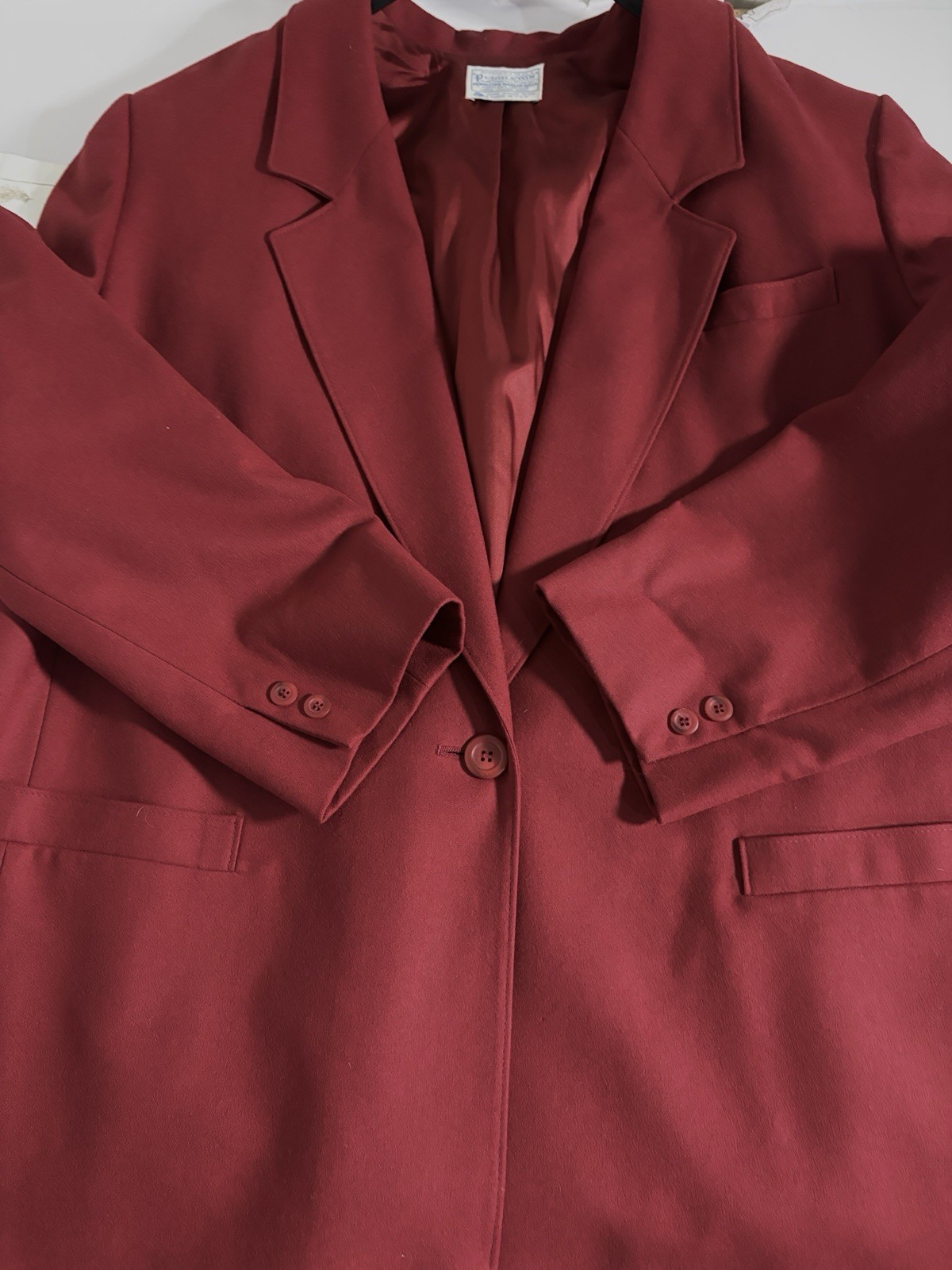 VTG Pendleton Womens 24W Wool Blazer Jacket 100% Virgin Wool Red Academia