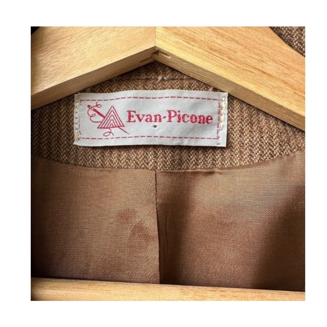 Vintage Evan Picone Suit Set Blazer Skirt Brown Herringbone Business Preppy 16