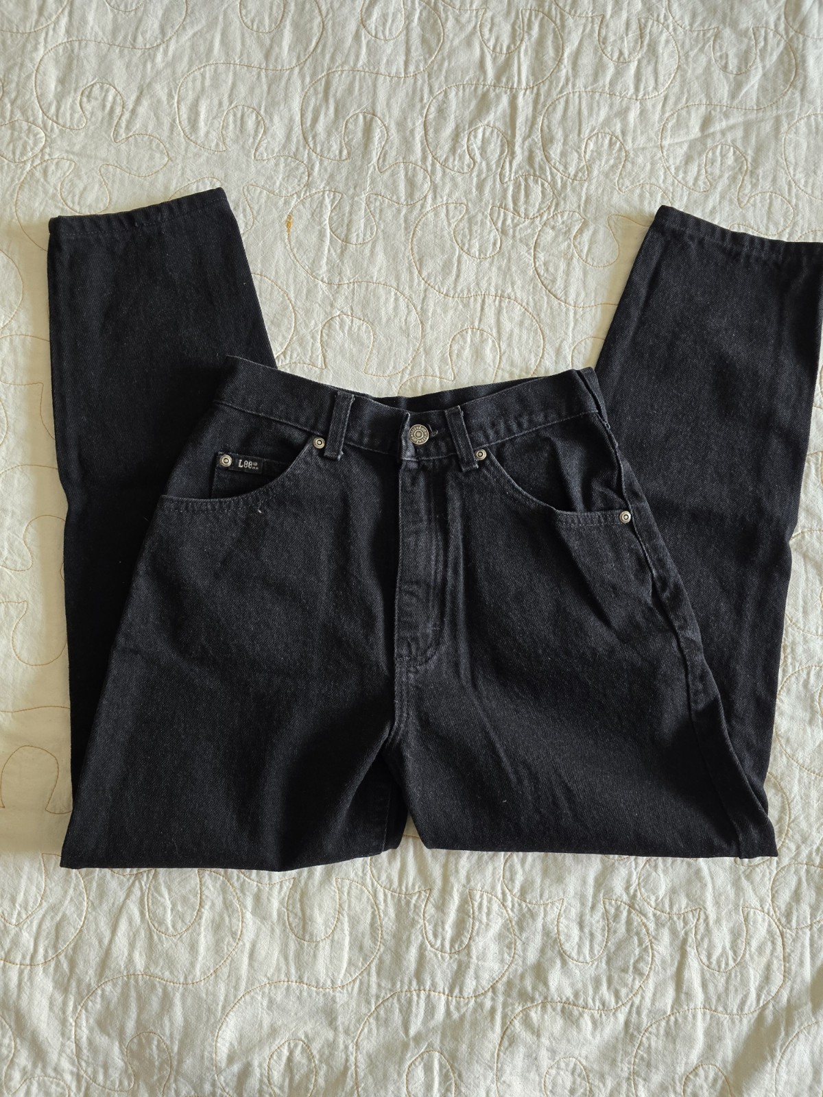 Vintage 89s 90s Lee Black High Waisted Mom Jeans Womens XXS/XS 24 Inch Waist