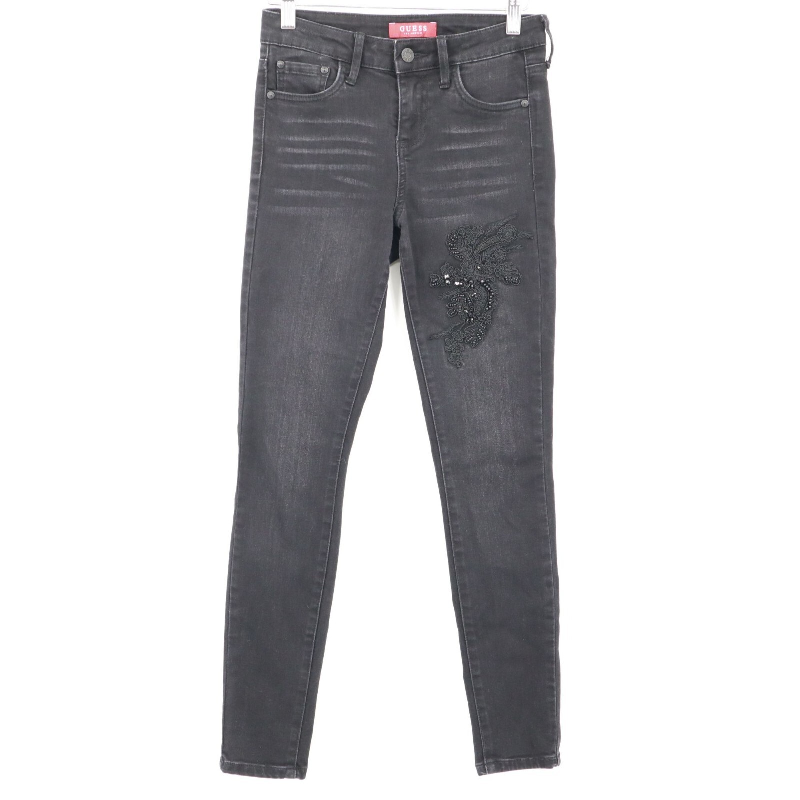 Guess Embellished Skinny Jeans Womens 25 Black Y2K Staple Casual Classic Vintage