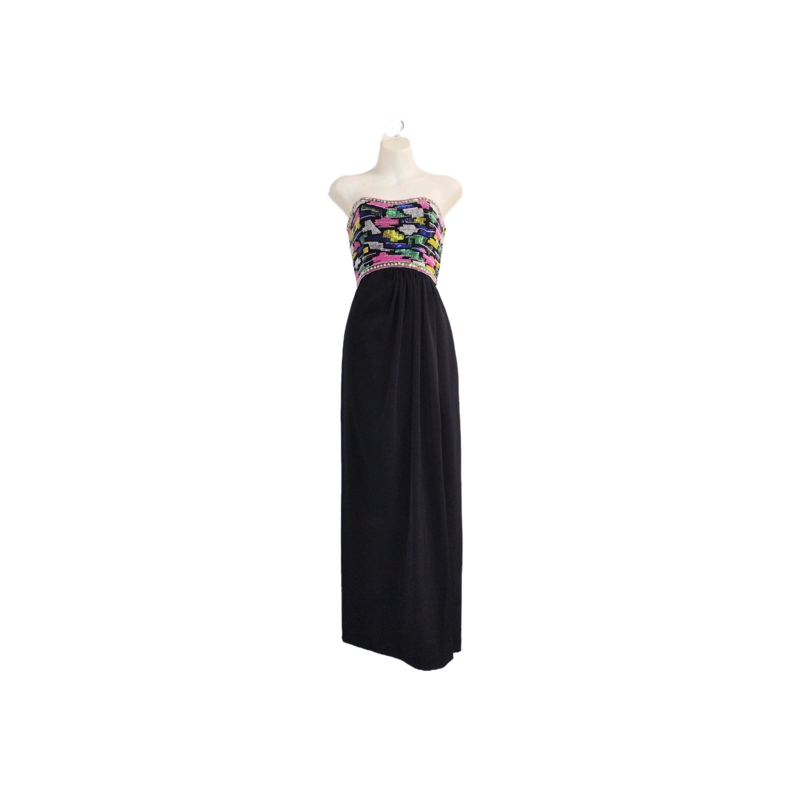 GLAM Vintage Audrey Hepburn Strapless Beaded Evening Gown Dress
