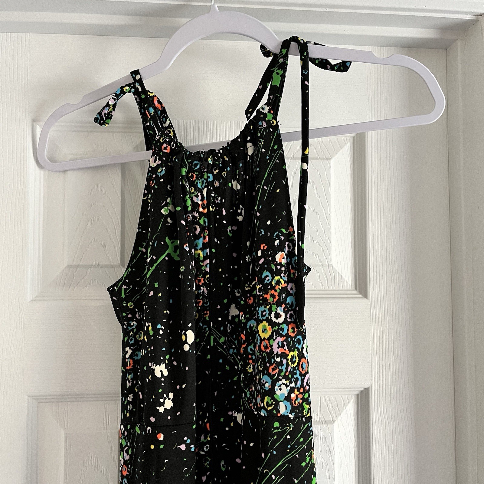 Vintage Gay Gibson Summer Sleeveless Maxi Dress Retro Floral Back Zip Stretch S