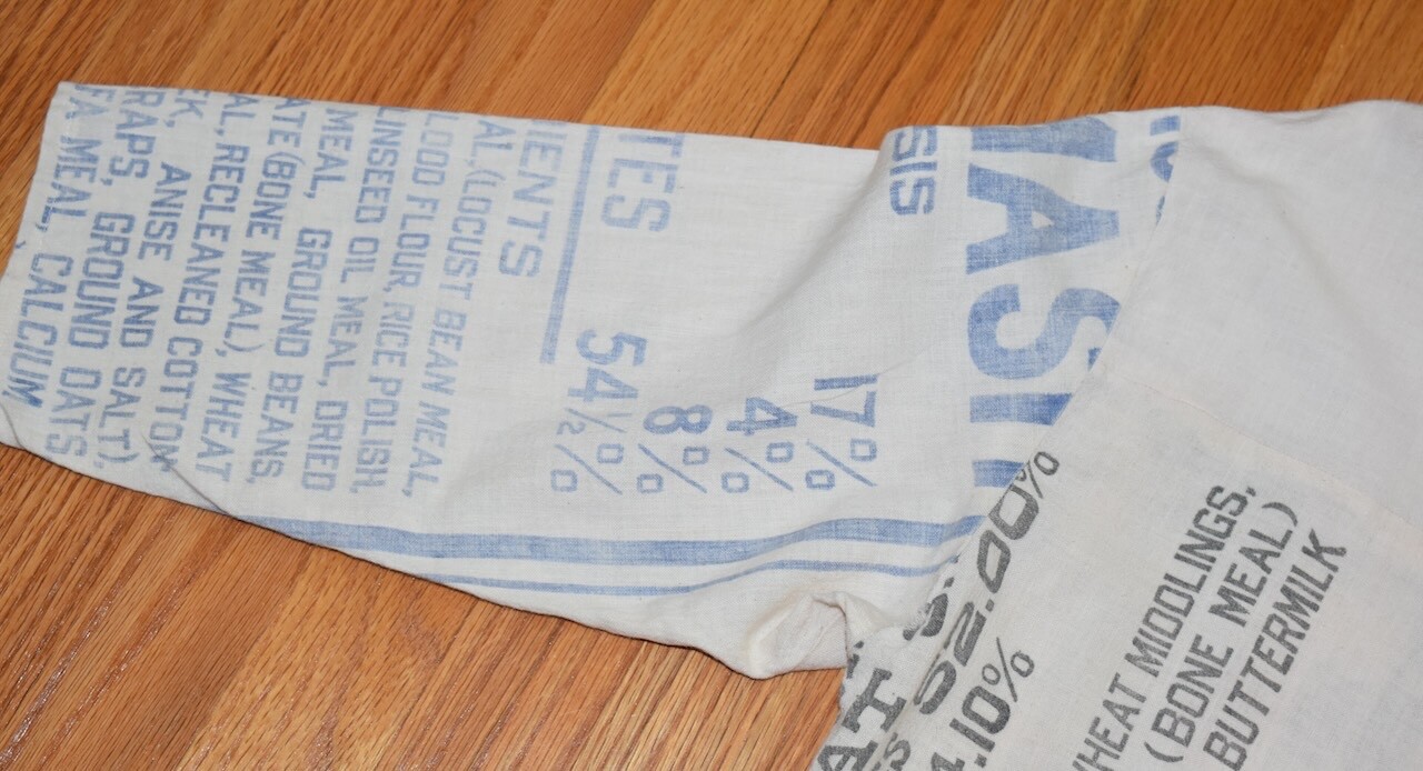VTG Feed Sack Chicken Tunic Pullover Shirt Grain Sugar Bag Hippie Cottagecore OS