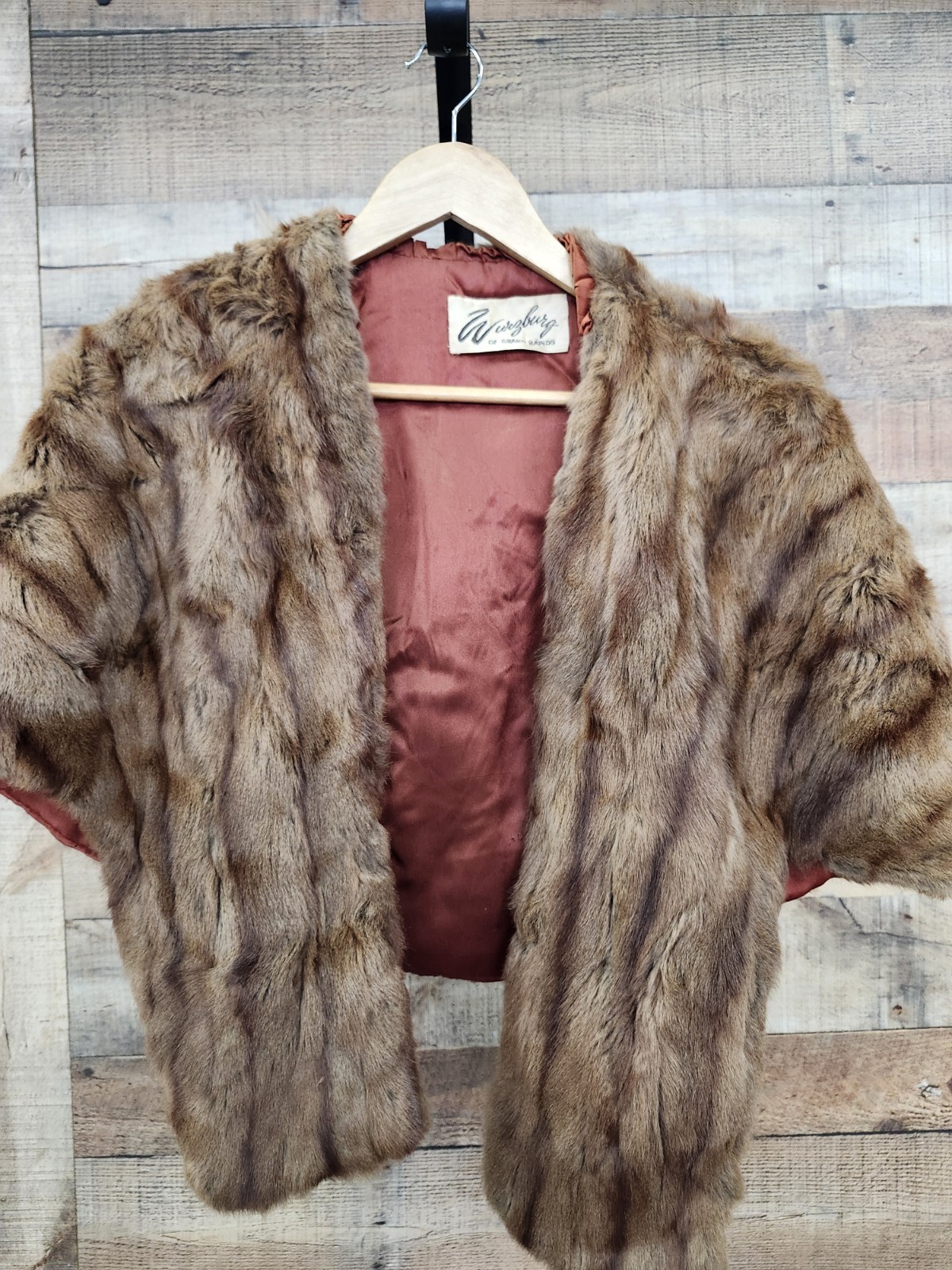Vtg 1950s Shoulder Fur Cape Sz L Made In Michigan Very Nice!