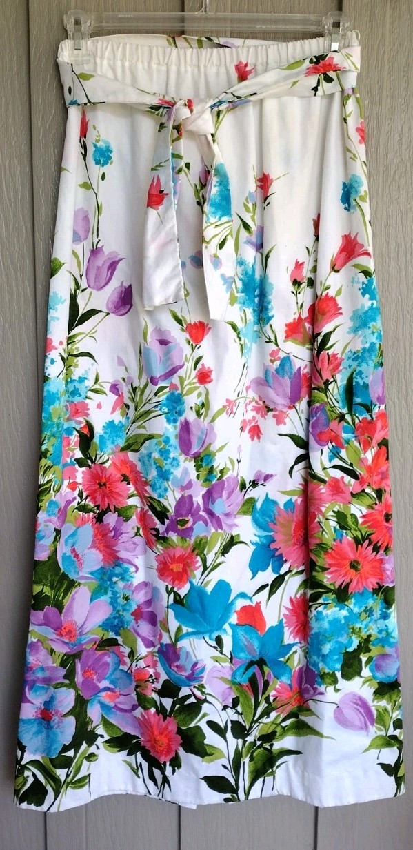 VTG Alice Polynesian Fashions Maxi Skirt Floral Bright Beautiful Vibrant Hippy