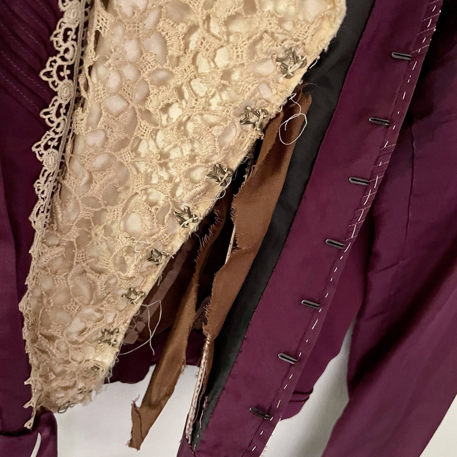 Antique Edwardian Bloused Bodice – Silk & Crochet – Promenade Dress Top