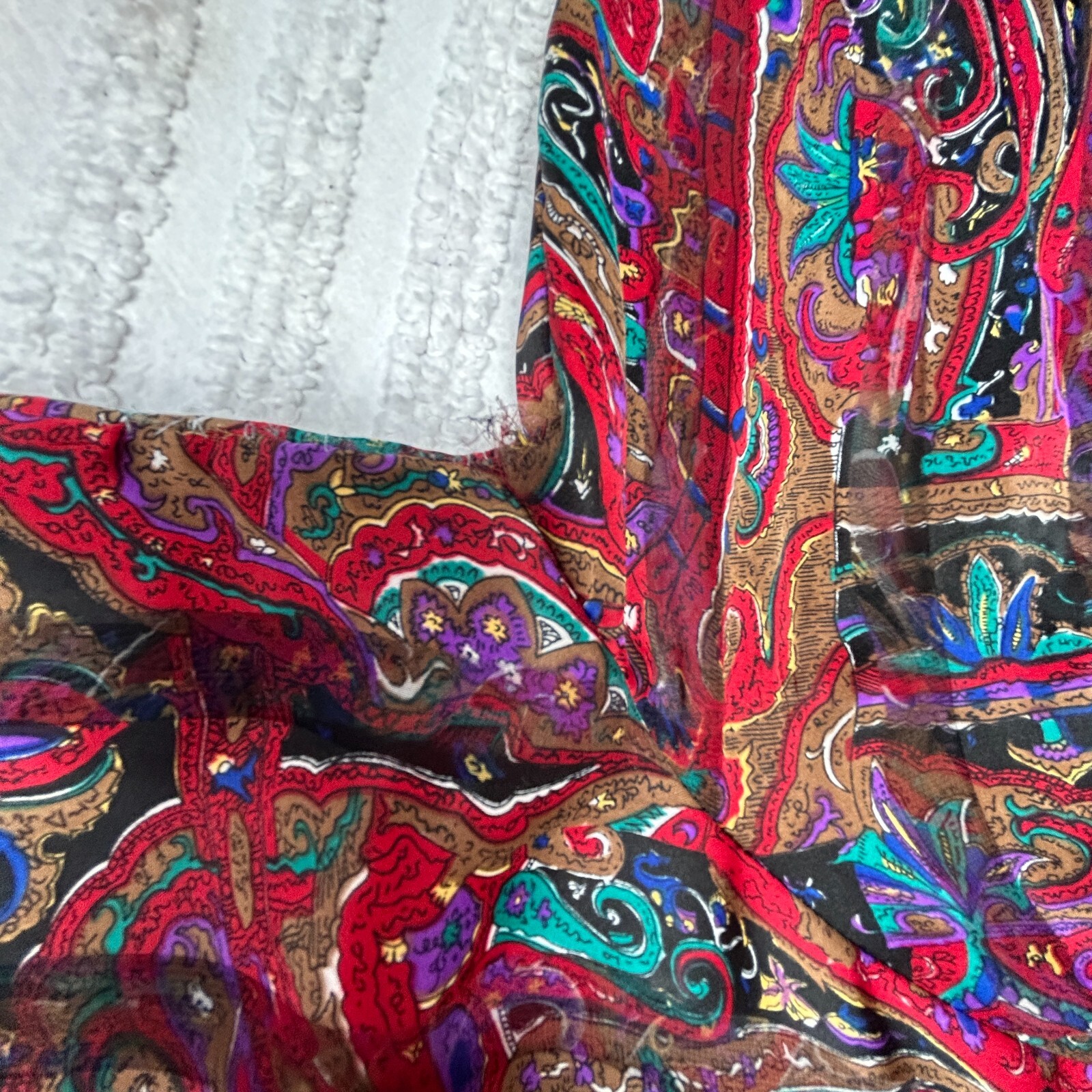 Vintage Nicola Women’s Multicolor Paisley Print Blouse Top Size 10 Long Sleeve