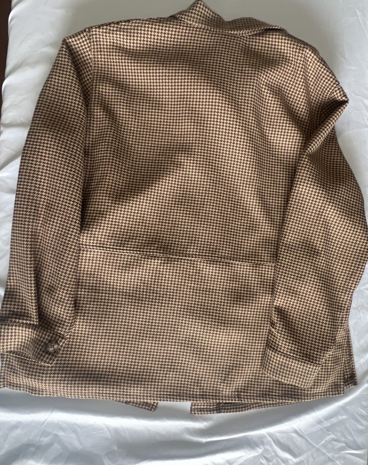 VTG Lady Darian houndstooth button-up Jacket brown and tan lightweight Sz 18W