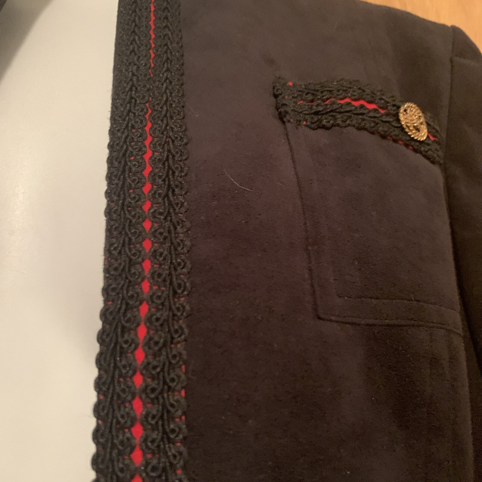 Vintage 90s Jacket ABE SCHRADER Blazer Black Red Trim Union Label M