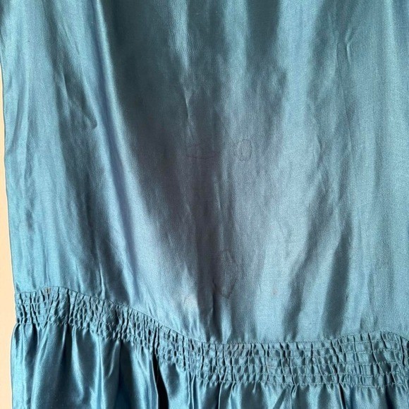 Vintage Silk Drop Waist Dress flapper teal blue AS IS small – med antique