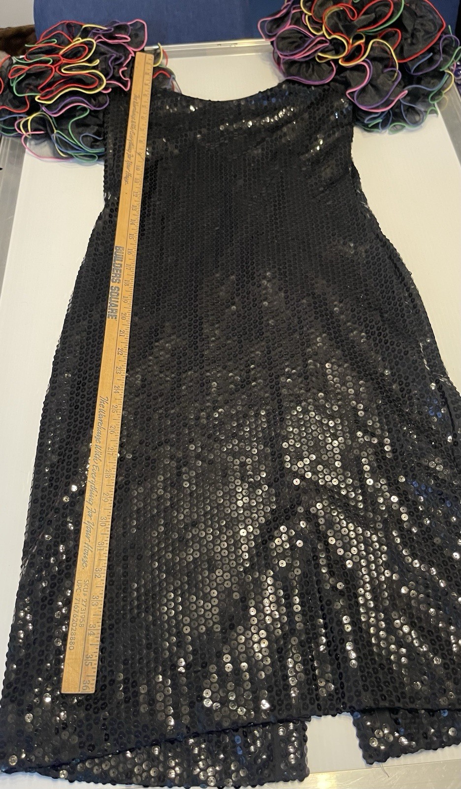 VTG 1980s Black Sequin Colorful Puff Sleeve By Cattiva Size 10 Dynasty