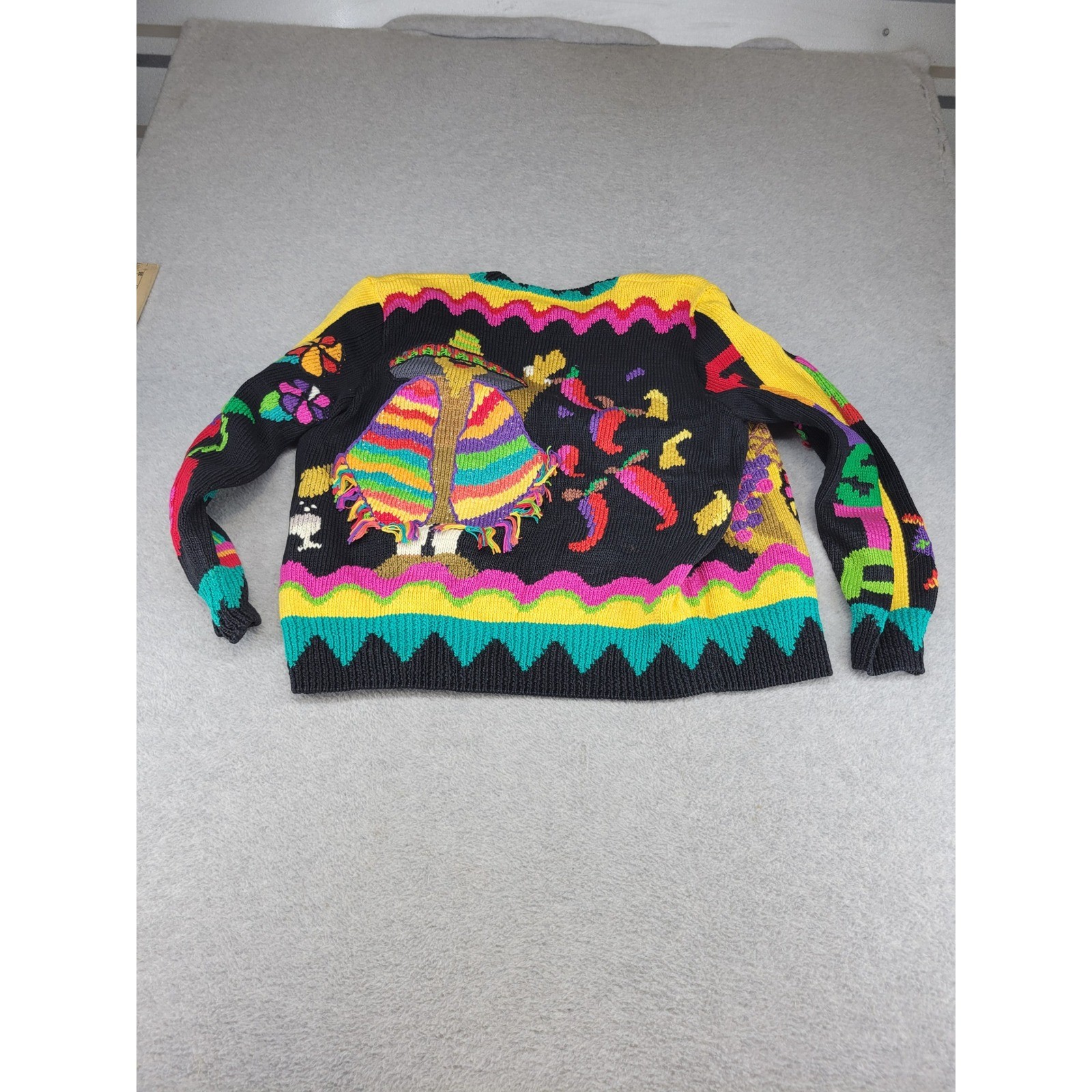 Berek Vintage Hand Knit Pima Cotton Tropical Fruit Cardigan Bergdorf Goodman L