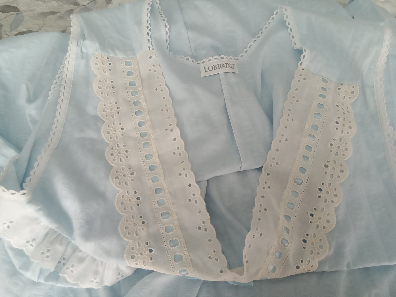 Lorraine Vintage Nightgown Light Blue Size 2X Sleeveless Lace Accents NWT USA