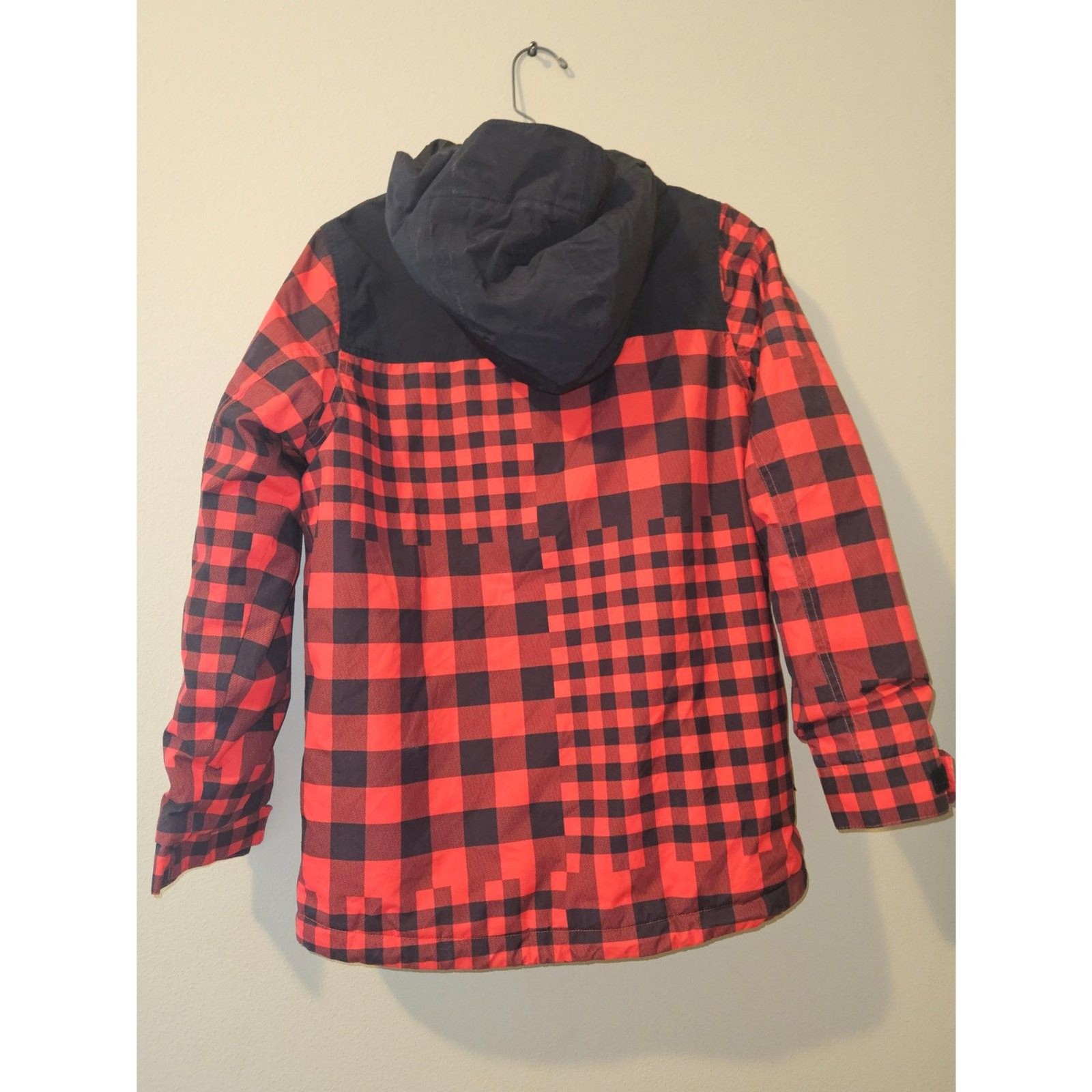 Burton Youth Boys Snowboard Ski Jacket L (14/16) Red Plaid Dryride