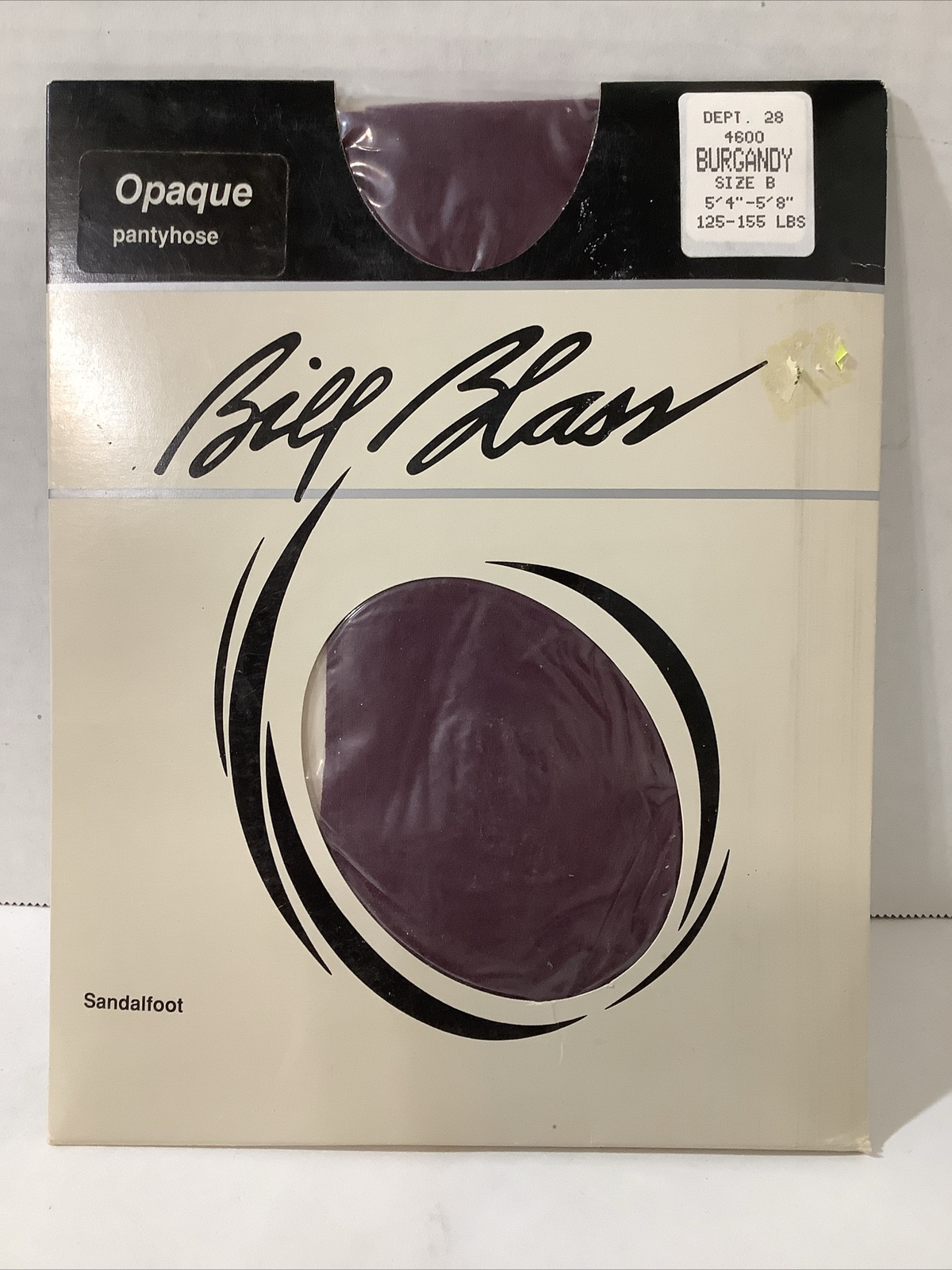 Vintage Pantyhose BILL BLASS Opaque Sandalfoot Stockings Burgandy Size B Socks