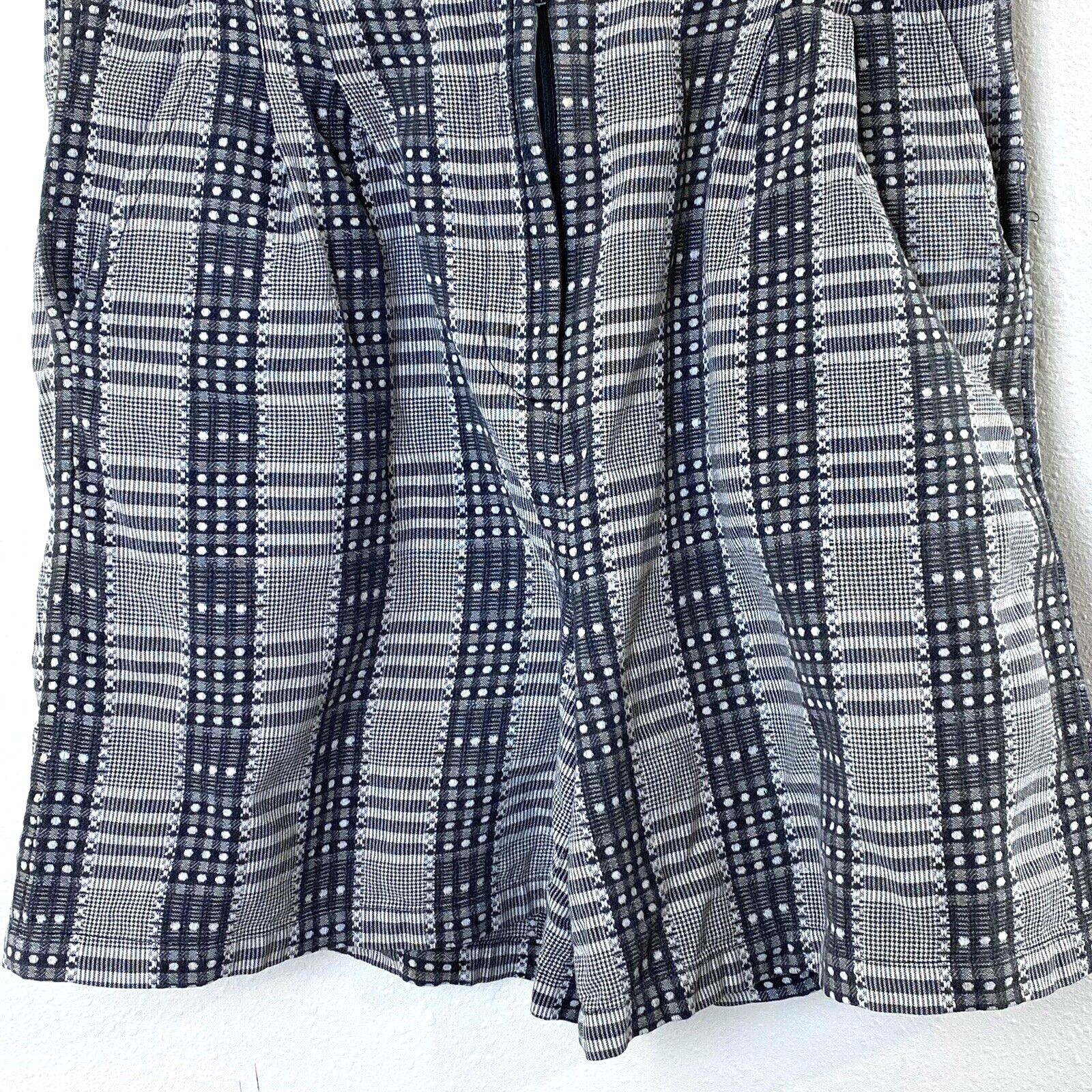 Vintage Christopher & Banks Womens Top & Shorts Set Large Mixed Plaid Check Gray