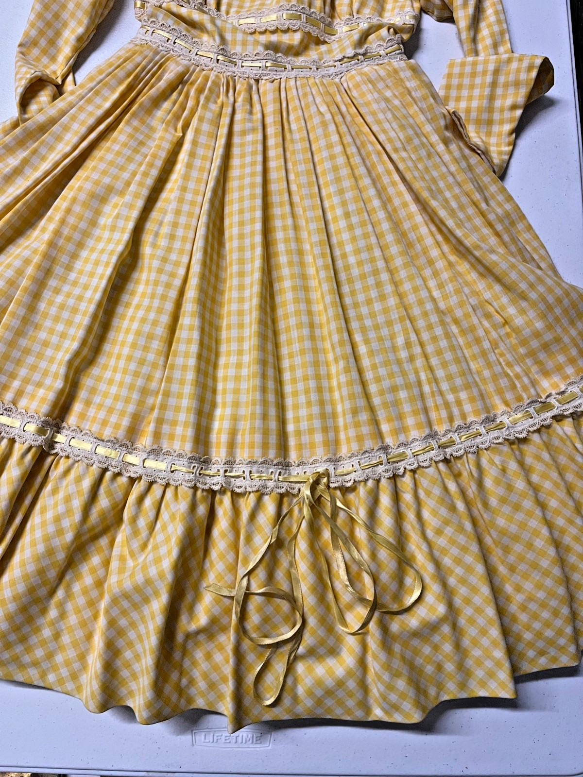 Vintage 1960s yellow Gingham Prarie Dress Size 2