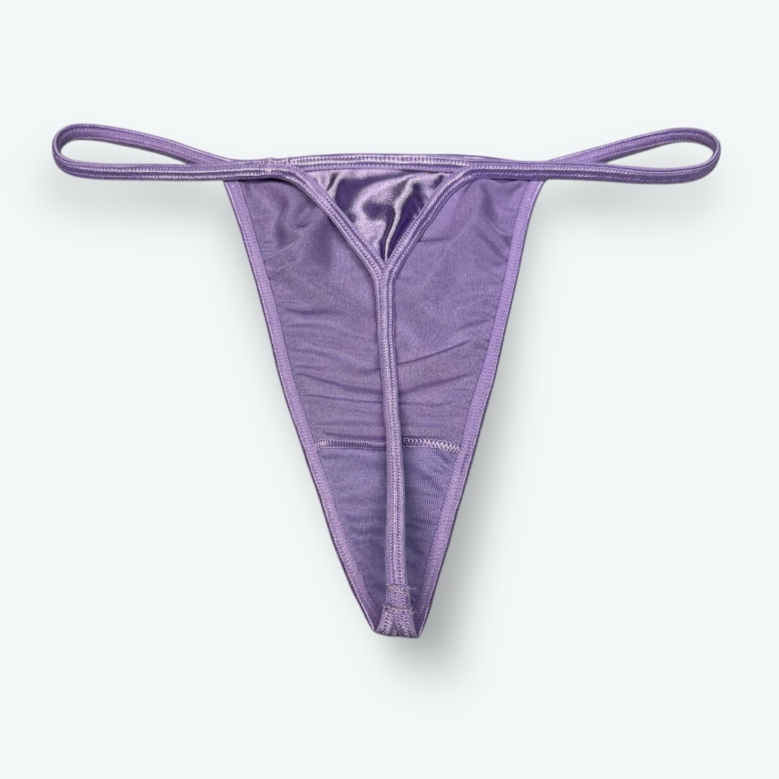Satin V-String Hi-Cut Thong Lavender M