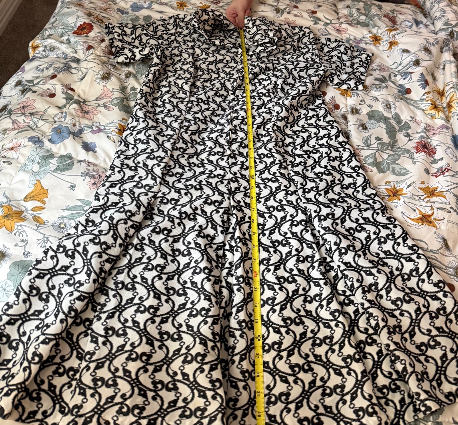 Vintage 1970s MSK Graphic Scroll Print Shirt Dress.