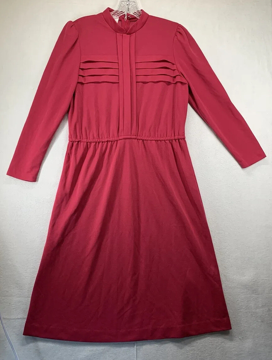 Vintage 70s 80s Dress NEWTON CENTRE SECRETARY Union Made In USA Size 14