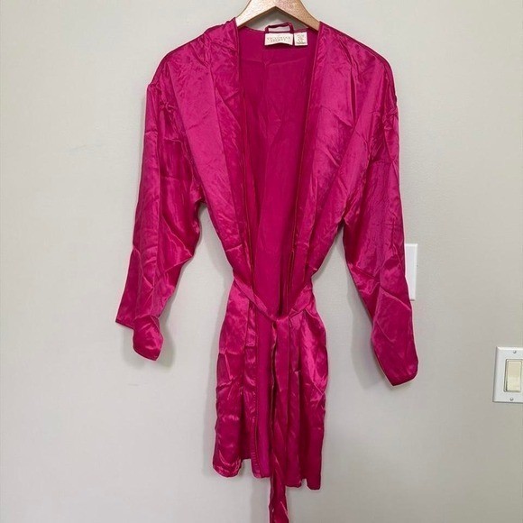 VTG Victoria’s Secret Gold Label 100% Pure Silk Robe Small Hot Pink Barbiecore
