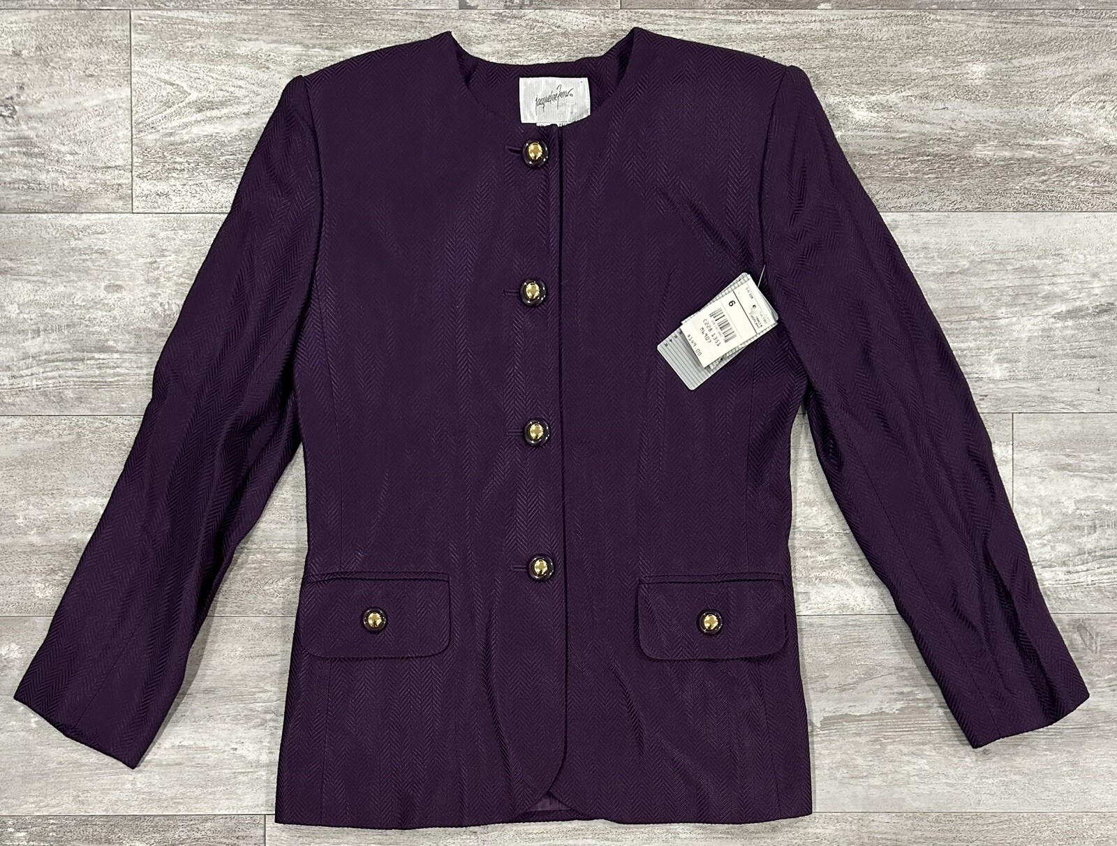 Vintage Jacqueline Ferrar Womens Blazer Size 6 Eggplant Purple Made In USA NEW