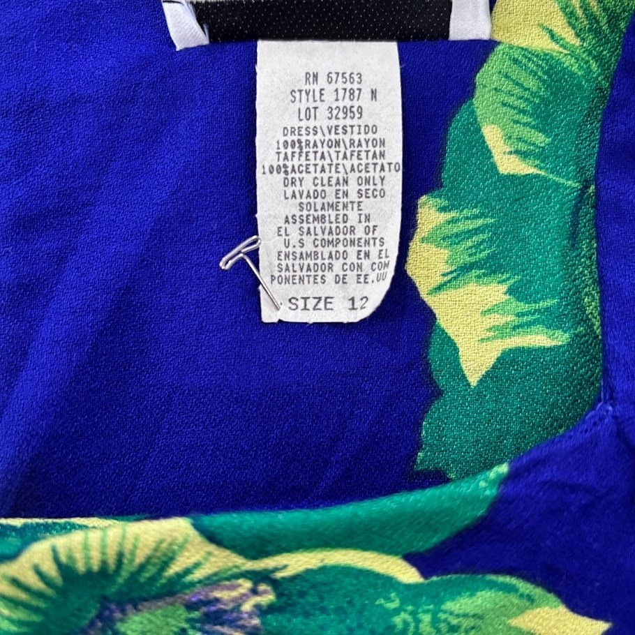 S.L. Fashions KENTUCKY DERBY Shift Dress Blue Green Sleeveless Vintage Boho Chic